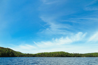 Scenic view of lake against blue sky