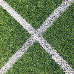 High angle view of soccer field