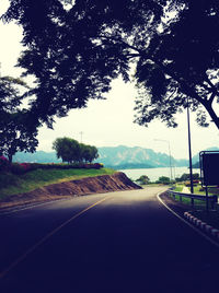 Empty country road along trees