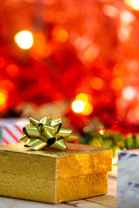 Close-up of christmas decorations on tree