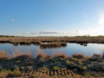 Scenic view of lake against sky