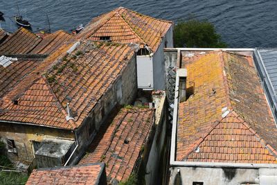 High angle view of buildings in town