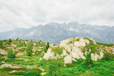 Scenic view of mountains against sky