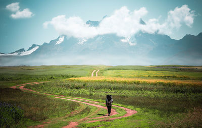 Scenic view of field against sky