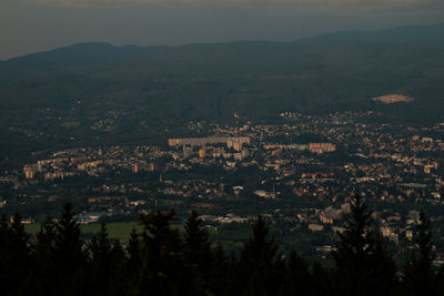 High angle view of townscape against sky