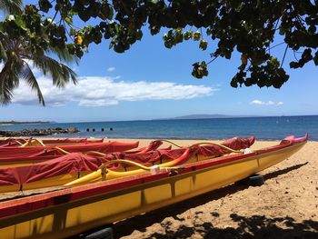 Boats on maui beach