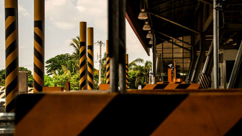 Close-up of factory against sky