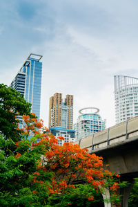 Low angle view of city against sky