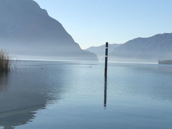 Scenic view of lake against clear sky