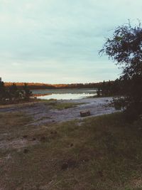 Scenic view of lake against sky