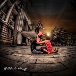 Woman sitting in a temple