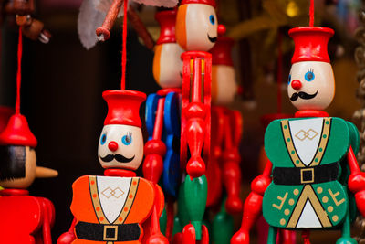 Close-up of toys for sale in market