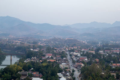 High angle view of townscape against sky