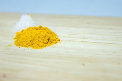 Close-up of spices on cutting board