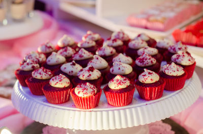 High angle view of cupcakes