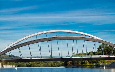 Bridge over river against blue sky