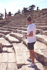 Man standing on staircase