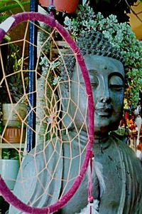 Close-up of carving on wall