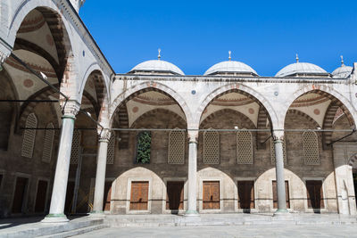 Exterior of temple against blue sky