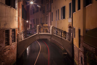 View of narrow canal along buildings