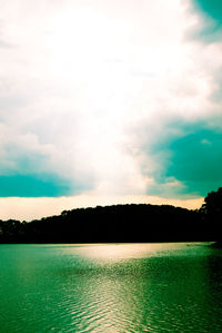 Scenic view of sea against cloudy sky