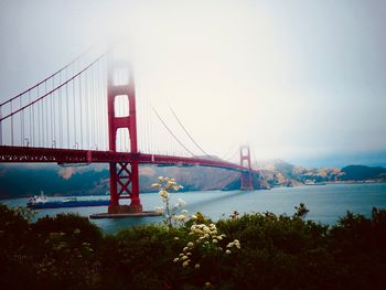 Suspension bridge over sea