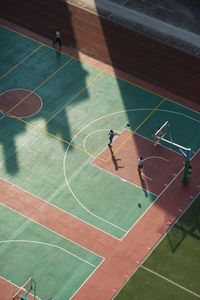 High angle view of basketball court