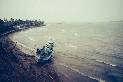 View of sea with trees in background