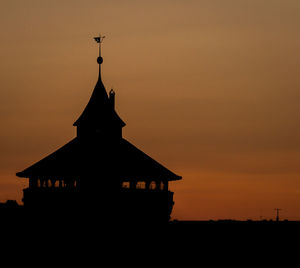 Silhouette building against sky during sunset