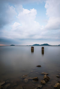 Scenic view of lake against sky