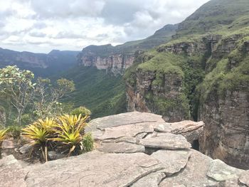 Scenic view of mountains against sky