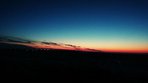 Scenic view of landscape against sky at sunset