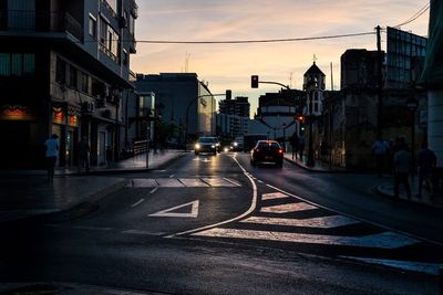 City street at sunset