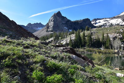 Lake blanche panorama wasatch front rocky mountains twin peaks wilderness big cottonwood canyon utah