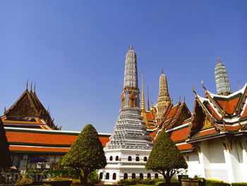 Low angle view of temple building against clear sky