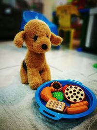 Close-up of stuffed toy on table at home