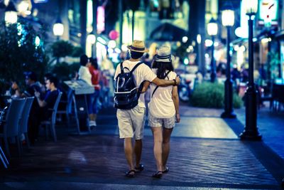 Loving couple strolling after dinner