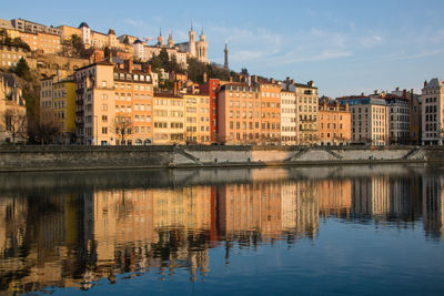 Reflection of buildings in water