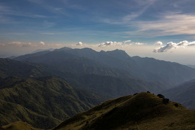 Scenic view of mountains against sky