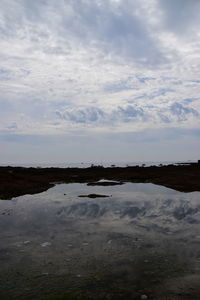 Scenic view of lake against sky