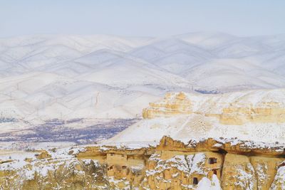 Scenic view of mountains during winter