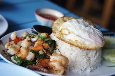 Close-up of meal served in plate