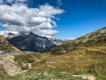 Scenic view of mountains against sky