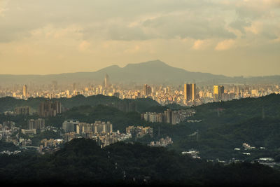 High angle view of buildings in city