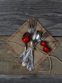 High angle view of tomatoes on table