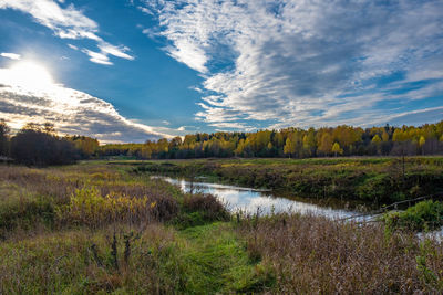 Scenic view of lake against sky