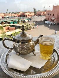 Close-up of tea served on table
