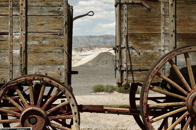 Old ferris wheel on field