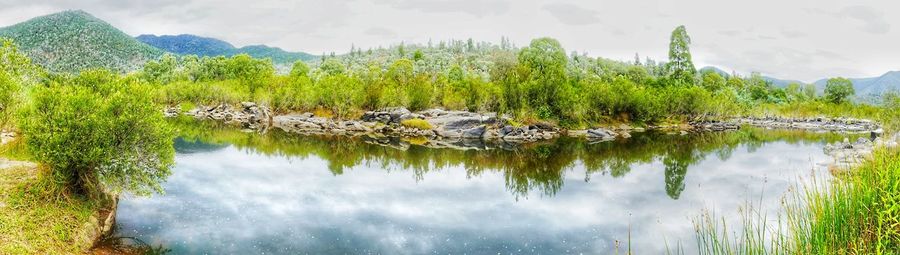 Panoramic view of lake against sky
