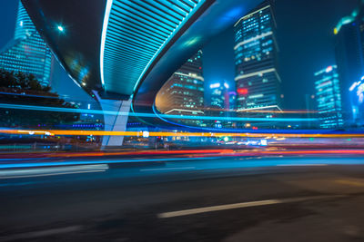 Light trails on city street